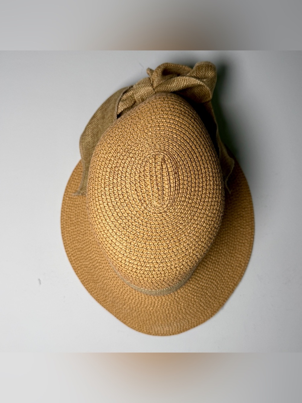Wide Brim Paper Sun Hat Oversized Burlap Bow Floppy Beach Coastal Grandma Summer - Picture 4 of 8